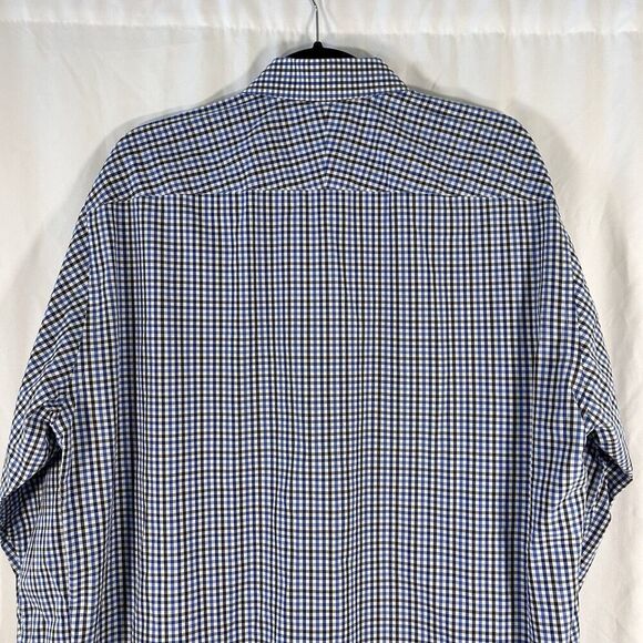 Charles Tyrwhitt Dress Shirt Mens 16.5 36 White Blue Plaid Button Up Long Sleeve - Picture 7 of 8